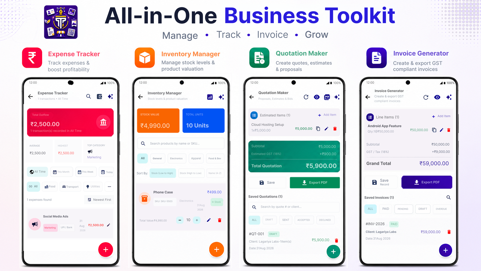 Taksal Invoice and Financial Dashboard